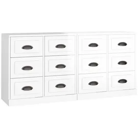 vidaXL Sideboards 2 Stk. Hochglanz-Weiß Holzwerkstoff