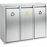 ReinigungsBerater Mülltrennsystem Wertstoff-Sortieranlage 3x15 L Edelstahl aus Edelstahl (matt) mit drei Kunststoff-I, Abfalleimer, Silber