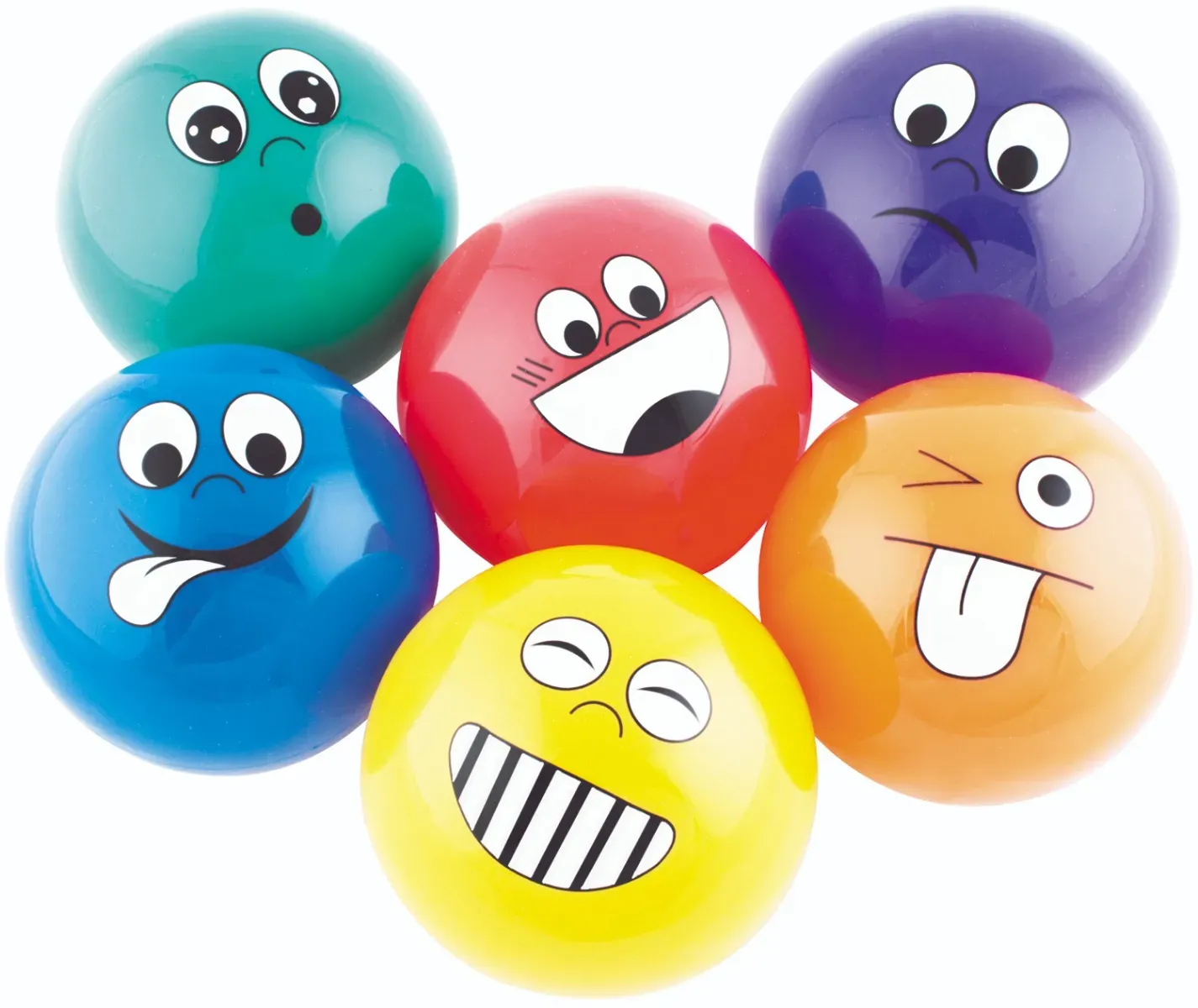 Emotionsbälle-Set Ø 10 cm Vinyl 6 Stück mehrfarbig - Spordas Bälle mit Gefühlen - verschiedene Emotionen, Motoriktraining