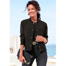 Bomberjacke, mit Druckknöpfen, Blousonjacke, sportlich-elegant, Gr. 38, schwarz, , 50218005-38