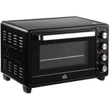 Homcom Mini Backofen 32L Mini Ofen mit Grillrost, Backblech, 3 Kochmodi 100 °C-230 °c einstellbare Temperatur Pizzaofen mit Timer Edelstahl Schwarz