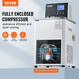 Vevor Labor-Kühl-/Umwälzpumpe, 6 l Kühler für Niedertemperatur-Kühlflüssigkeit, 23 °F–212 °F, Umwälzpumpen-Kühler, LCD-Display, Wasserbad-Umwälzwasserkühlung aus Edelstahl 304