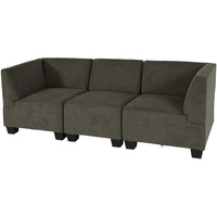 Mendler Modular 3-Sitzer Sofa Couch Moncalieri, Stoff/Textil ~ braun, hohe Armlehnen