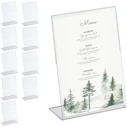 Relaxdays Tischaufsteller 10er Set, A5 Aufsteller, Thekenaufsteller Menükarten, Werbung & Hochzeit, Acryl, transparent