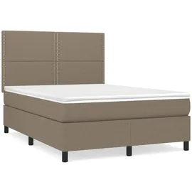 vidaXL Boxspringbett mit Matratze Taupe 140x200 cm Stoff