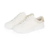 Tommy Hilfiger ESSENTIAL COURT SNEAKER Plateausneaker, Freizeitschuh, Halbschuh, Schnürschuh mit Logoschriftzug beige|weiß 39 EU