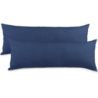 aqua-textil Classic Line Kissenbezug 2er-Set 40 x 145 cm dunkel blau Baumwolle Seitenschläferkissen Bezug Reißverschluss