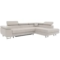 MEBLINI Schlafcouch mit Bettkasten - Ecksofa mit Schlaffunktion - Sofa mit Relaxfunktion und Kopfstützen - Couch L-Form - Eckcouch - Wohnlandschaft - Carl - 272x202x63cm Rechts - Beige Samt