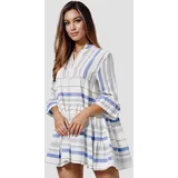 rayshyne Sommerkleid Blusenkleid Leinenoptik Mehrfarbig Mini