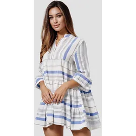 rayshyne Sommerkleid Blusenkleid Leinenoptik Mehrfarbig Mini