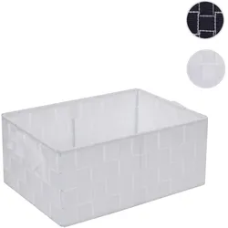 Aufbewahrungskorb HWC-C37, Dekokorb Korb Körbchen Aufbewahrung Regalkorb Deko 14x31x23cm ~ weiß