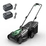 43 cm Rasenmäher, 40 V kabelloser Elektro-Rasenmäher mit 2×5 Ah Batterien, bürstenlosem Motor, 2-in-1 50 L Grasfang & Mulchfunktion, 6 verstellbare Schnitt"höhen für 600m2 mittelgroße Gärten