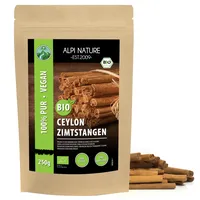 Ceylon Zimtstangen BIO 250g von Alpi Nature, Zimtstangen ganz 80mm, Ca. 33 Stangen pro Beutel, Ceylon Zimt zur Zubereitung von Zimt Tee, Zimtschnecken, Zimt Pulver und Zimt Bonbons