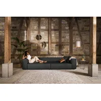 4-Sitzer W.SCHILLIG "around-the-block", grau (graphit z59), B:300cm H:66cm T:104cm, Longlife Xtra-Leder Z59: Glattleder mit modischer Prägung. Hautstärke 0, 9 - 1, 1 mm, Sofas, mit eleganter Biese, mit Federkern