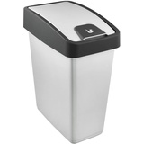 keeeper Premium Abfallbehälter mit Flip-Deckel, Soft Touch, 25 l, Magne, Silber