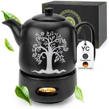 YC YANG CHAI Yang Chai Teekanne Keramik mit Sieb, 1.3 l, (Keramik Tee Kanne mit Siebeinsatz, Tee Zubehör für Losen Tee), Tropffrei & Hitzebeständig