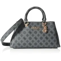 GUESS Evelune Girlfriend Satchel Charcoal Logo