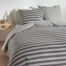 Traumschlaf Jersey Melange Wendebettwäsche Stripe grau + 80x80 cm