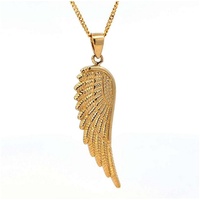 HOPLO Kettenanhänger Anhänger Flügel 585 14 Karat Gold mit massiver Goldkette 1,1 mm - 42 c, Made in Germany 42 cm
