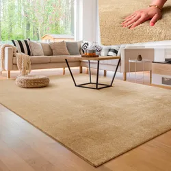 Teppich »Cadiz 630«, rechteckig, 14 mm Höhe, Uni-Farben, besonders weich, waschbar, auch als Läufer erhältlich, 37130252-0 beige 14 mm