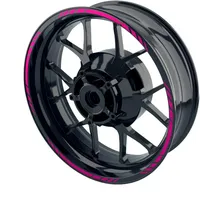 OneWheel Felgenaufkleber für Motorrad oder Auto mit 16 17 18 Zoll Felgen/Design 4 / Komplett-Set 16-teilig vorne und hinten sowie beide Seiten (pink)