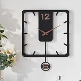 K&L Wall Art Große Pendeluhr Holz Wanduhr leise Holzwanduhr Vintage Holzuhr lautlos Uhrwerk ohne Tick-Geräusche