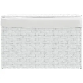 vidaXL Wäschekorb mit Deckel Weiß 55,5x35x34 cm Poly Rattan