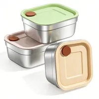 3 Stück Snackbox Edelstahl Klein, 600 ml Kleine Dosen mit Deckel, Gefrierdosen Klein Dosen mit Abgedichtetes Auslassventil, Auslaufsichere Lebensmittel Lagerung Box Container für Dips, Gewürze, Salat