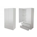 home collective Kleiderschrank Schrank Mehrzweckschrank Haushaltsschrank 90x50x180 cm (BxTxH) mit 2 Schubladen, 3 Einlegeböden & Kleiderstange – robust, platzsparend & vielseitig | Weiß