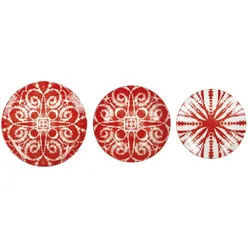 Geschirr 18tlg. Batik Porzellan rot
