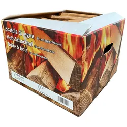 Brennholz aus buche und esche im 15-kg-schachtel
