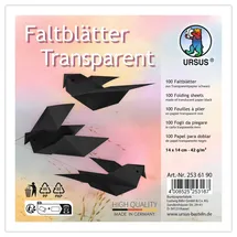 Ursus Faltblätter Transparentpapier schwarz 100 Blatt 14 x 14 cm