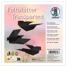 Ursus Faltblätter Transparentpapier schwarz 100 Blatt 14 x 14 cm
