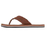 Tommy Hilfiger Herren Flip Flops Leather Beach Sandal mit Fransen, Braun (Winter Cognac), 44