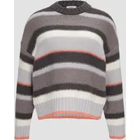 S.Oliver Strickpullover, mit Streifenmuster, grau