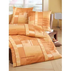 Bettwäsche BIBERNA Gr. 7, orange (terrakotta), B/L: 200cm x 200cm, 2-teilige Garnitur St., 2-teilige Garnitur St., Feinbiber, B/L: 80cm x 80cm & 80cm x 80cm, Feinbiber, 100% Baumwolle, Bettwäsche