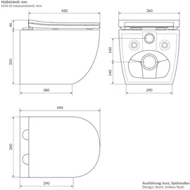 luxebath Hänge-WC mit WC-Sitz Schwarz matt Nano-Beschichtung