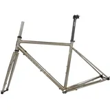 ZFF 700C Gravel Rennrad Rahmensatz 44/47/50/53/56CM Cr-Mo Stahl Fahrradrahmen Cyclocross-Rennradrahmen Scheibenbrems Steckachsrahmen F12*100mm R12*142mm(Brushed Silver,53cm)
