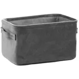 Home4You Aufbewahrungskorb Regalkorb mit Griffen Samt 30 x 21 x 16 cm grau