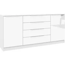 borchardt Möbel Kommode BORCHARDT MÖBEL "Oliva, Kommode mit Metallgriffen", weiß (weiß matt, weiß hochglanz), B:166cm H:78cm T:35cm, Holzwerkstoff, Sideboards, Kommode, mit 4 Schubkästen