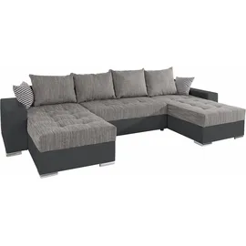 Collection AB Wohnlandschaft »XL-Josy U-Form, Breite 313 cm, Kunstleder-Mix, Microfaser«, inkl. Bettfunktion, Bettkasten, mit 4 gleich großen Rückenkissen, schwarz