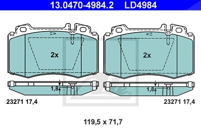 Ate CERAMIC Bremsbelagsatz vorne [Hersteller-Nr. 13.0470-4984.2] für Mercedes-Benz