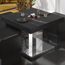 GGM Möbel Bistro Loungetisch 70 x 70 x 41 cm Schwarz Marmor/Edelstahl