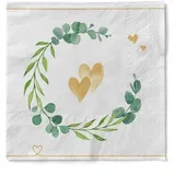 sovie HOME Serviette Eukalyptus/Herzen aus Tissue, 33 x 33 cm, 20 Stück