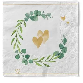 sovie HOME Serviette Eukalyptus/Herzen aus Tissue, 33 x 33 cm, 20 Stück