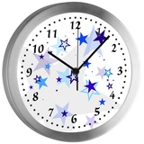 CreaDesign Funkwanduhr Funkuhr, Kinder Wanduhr, Kinderuhr, Kinderzimmer Sternenhimmel blau (geräuscharmes Uhrwerk) blau