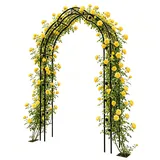 Rosenbogen aus Metall, Stabiler Gartenbogen mit verstärkten Stahlrohren, rostfrei – 250x150x39 cm – Ideal als Rankhilfe für Kletterpflanzen, Schwarz