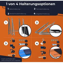 solarway All In One Balkonkraftwerk 880 W / 800 W inkl. 1,6 kWh Anker Solix 2 Pro Speicher