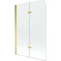 Mexen Felix 2-flügelige Badewannenabtrennung 100 x 140 cm, transparent, gold - 890-100-002-50-00