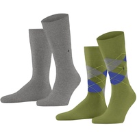 Burlington Herren Everyday Mix 2-Pack M SO Baumwolle Gemustert 2 Paar Socken, Grün (Moss 40-46